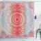 ABAKUHAUS Grau und Rot Duschvorhang, Boho Mandala, Stoffliches Gewebe Badezimmerdekorationsset mit Haken, 175 x 200 cm, Grau und Rot