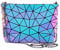 LOVEVOOK Geometrische Tasche Umhängetasche Damen, Cross Body Bag, Schultertasche mit Reißverschluss, Leuchtend Holographic Tasche mit Kettenriemen, PU Leder