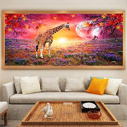 RAILONCH DIY 5D Diamant Gemälde Malen nach Zahlen Kit, 5D Diamond Painting Tiere Set, Strass Diamant Stickerei Bilder Wanddekoration für Wohnzimmer (100x40cm)