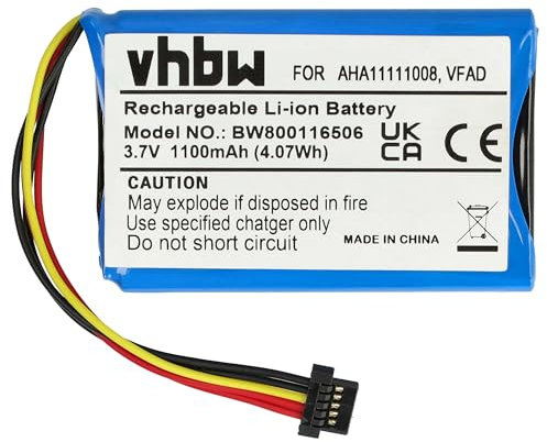 vhbw Akku Ersatz für Tomtom FLB092001261, FMB0829021142, FMEB0939041646 für GPS Navigation Navi (1100 mAh, 3,7 V, Li-Ion)