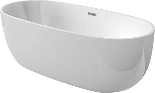 NAKA freistehende Acryl Badewanne 150x72x58cm weiß Alpina inkl Siphon KDU_015W