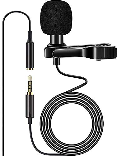 ANCLLO Lavalier-Mikrofon, 3,5 mm, omnidirektionales Ansteckmikrofon, professionelles Kondensatormikrofon für Smartphones und Podcast-Aufnahmen