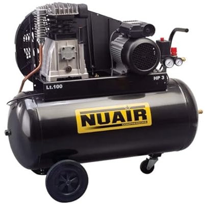 Compresseur PRO entrainé par courroie 100 Litres 3 Cv 10 bars 23 m3 /h B3800B/100CT3 Nuair