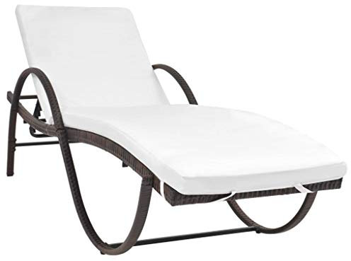 CHAHO Rattanoptik,verstellbares Kopfteil, Relaxliege Gartenliege Liege,Sonnenliege,mit Auflage Poly Rattan Braun