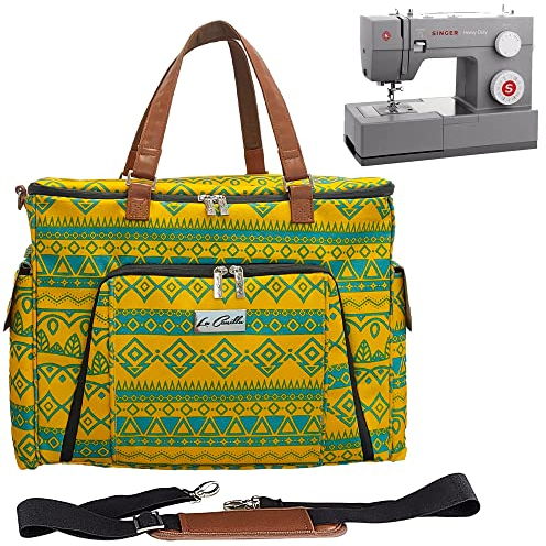 La Canilla Nähmaschinen-Tasche | Universal-Tragetasche, kompatibel mit den meisten Singer, Brother und anderen | mit mehreren Zubehör-Aufbewahrung, Schultergurt und abnehmbarem gepolstertem Brett