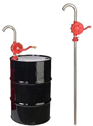 Professional Rotary Barrel Pump Dispenser, Fuel Hand Pump for Gas, Oil, Diesel, Chemical Plant, Water, 304 Stainless Steel Tube+ABS Pump Body, 30L/min