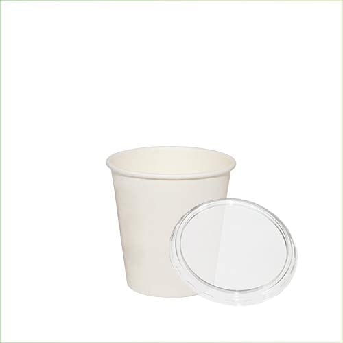 VIRSUS 400 Bicchieri in cartoncino per Caffe 80ml di Colore Bianco Bicchierini biodegradabili in carta per caffè e bevande calde + 400 Coperchi Trasparenti Riciclabili