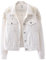 Kedera Damen Jeansjacke bestickt Nieten Perlen Kurze Jeansjacke Mantel, Weiss/opulenter Garten, X-Large