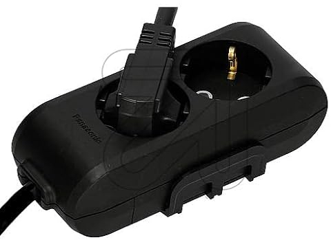 Steckdosenleiste Mehrfachstecker mit Kinderschutz und Wandhalterung + VDE geprüft (verschiedene Modelle, Farben und Längen wählbar) (2-fach - 1,5 m, schwarz)
