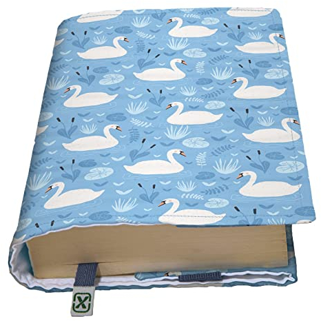 KAPAX FLEX - Couverture de livre, Réglable pour livre broché, Tissu lavable, Impermeable, Protège-livre pour adulte (Swan)
