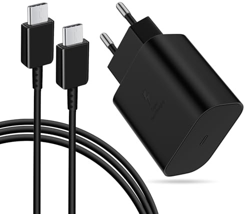 25W USB C Schnellladegerät, Super Schnelles Netzteil, USB C Ladegerät für Samsung S24, S23, S22, S21, S20 Ultra 5g, S22+, S21+, S10, S9, A52, A54, A55, PD 3.0 Schnellladegerät +1,5M C auf C Kabel