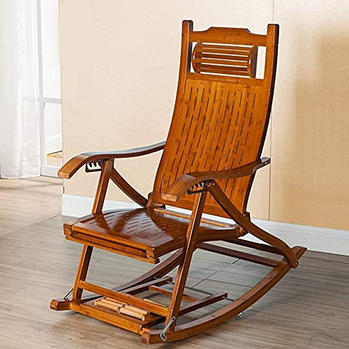 WANWEN Bamboo Home Schaukelstuhl, Teleskop-Massagepedal, faltbares Liegekissen für ältere Menschen Little Surprise