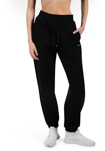 SMILODOX Jogginghose Damen Lyanna, Oversize Sweatpants mit Taschen, Kordelzug am Bund, Metalllabel auf dem Oberschenkel, weichem Material, Bequeme Freizeithose für Sport, Streetstyle und Alltag