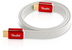 Teufel High-Speed HDMI® Kabel mit Ethernet - Flachkabel, Highspeed HDMI-Flachkabel unterstützt alle Spezifikationen, Vergoldeter Anschluss (Weiß, 1,5 m)