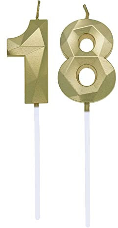 Bougie Numéro 1 et 8, 18 an Bougies d'anniversaire 81 ans Bougies Anniversaire Fontaine Bougies Chiffres Bougies de Gâteau Décorations de Fête pour Anniversaire de Mariage Célébration Fournitures, Or