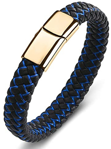 Dsnyu Leder Armreif Herren, Bunt Leder Armbänder Mann mit Magnet Verschluss, Elegant Armband Gothic für Sohn