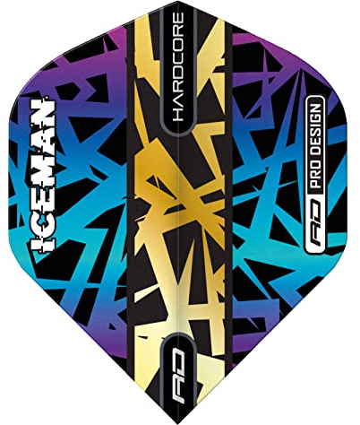 RED DRAGON Gerwyn Price Hardcore Premium Regenbogen und Gold Dartflug - 3 Set pro Packung (insgesamt 9 Dart-Flights)