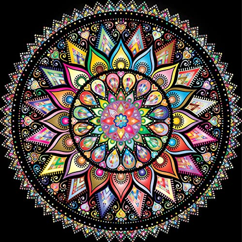 Trayosin 5D DIY Diamond Painting Kits Mandala, Vollbohrer Blumen Diamant Malerei Kits für Kinder Erwachsene, Diamant Stickerei Leinwand Bilder Malerei, Wohnwand Dekor (1Mandala,50x50cm)