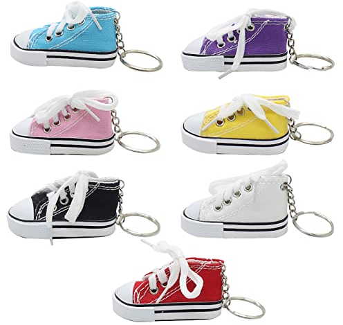 Fayemint 7 Pièces Porte-Clés Chaussures, Mini Porte-Clés Baskets en Toile, Clés Porte Clés Cadeau Souvenir, pour Clés, Voitures, Sacs à Main, Sacs à Dos