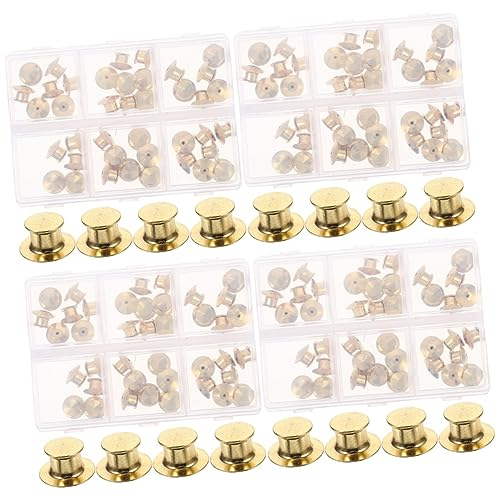 EXCEART 4 Schachteln Rund Schmuck Schnalle Feder Kupplung Emaille-Anstecknadel Anstecknadel Flach Namensschild Abzeichen Rohlinge Anstecknadel Handelsbuch Federkupplung