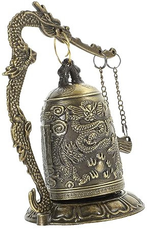 ibasenice Fengshui-vintage-glocke Drachenschlittenglocken Aus Messing Retro-drachenglocke Mönchsschlagglockenmodell, Ornament Vintage Windspiel Chinesischer Stil Kupfer Preisschild Büro