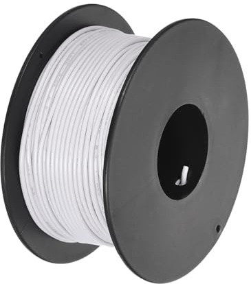 sourcing map 26AWG Wire 26 Gauge Stranded Wire PVC Hookup Wire 30M/100ft White, Electrical Wire UL1007 Spool Tinned Copper Wire for Internal Connecting Wire, Marine
