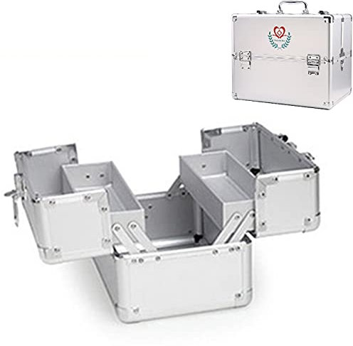 Medizinbox mit doppelter Öffnung, tragbare Medizinbox aus Metall, Notfallbox mit Griff/Schultergurt, geeignet für Zuhause, Reisen, Camping, Arbeitsplatz, 24 x 16,5 x 18,5 cm