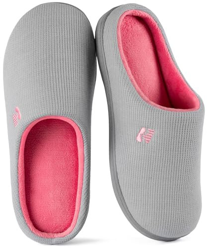 RockDove Bicolore Pantofola da Donna in Memory Foam, 42/43 EU, Grigio e Rosa