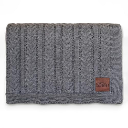 Dalisa Strickdecke:Textur und Design in Eleganter Farbe, 100% Akryl, Oeko-Tex Zertifiziert–Einladend und Luftig, Überwurf auf Ihrem Bett, Sofa, Couch Mathilda (Anthrazit Mathilda 125x155 cm)