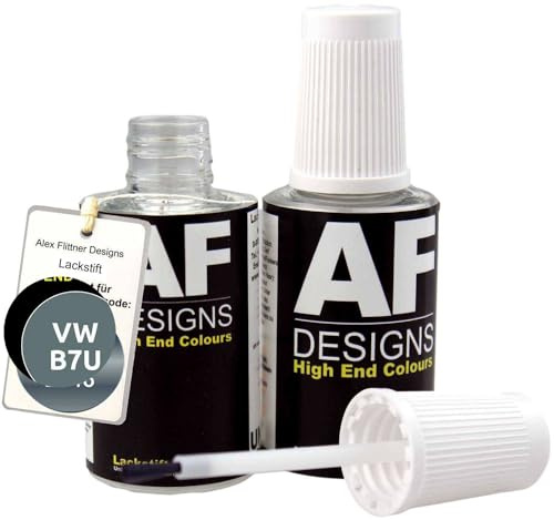 Alex Flittner Designs Lackstift für VW Titangrau Metallic B7U 2x20 ml | Lackstift Set geeignet für Farbcode: B7U und Farbname: Titangrau Metallic