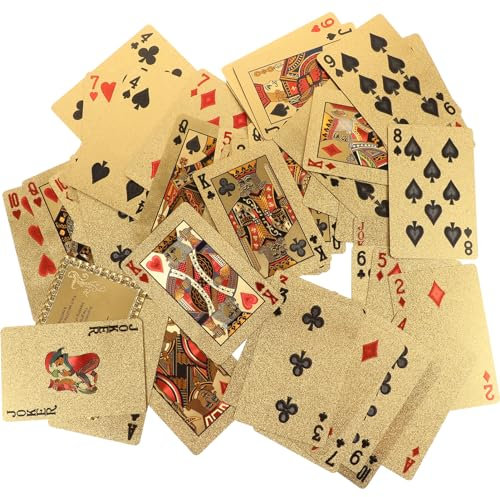Abaodam 1 Packung Goldfolie Spielkarten Partygeschenke Party Kunststoff Pokerkarten Brettspiel Poker Tragbare Karten Spielkarten Brettspiele Festival Requisiten Partykarten Spiel