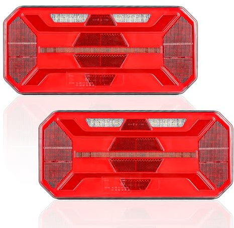 AOHEWEI 2 Stück Anhänger Rücklichter, 12V/24V superhell wasserdicht Blinker Bremse Rückwärtsgang Nebelscheinwerfer Reflektorlampe für Anhänger, LKW, Wohnwagen, Van, Traktor