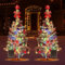 2 Pack Solar-Weihnachtsdekorationen im Freien,39 Zoll 200 LED Solar-Weihnachtsbaum Lichter mit Xmas Ball & Red Berry,8 Modus Solar-Weihnachtslichter im Freien wasserdicht für Hof Garten Feiertage