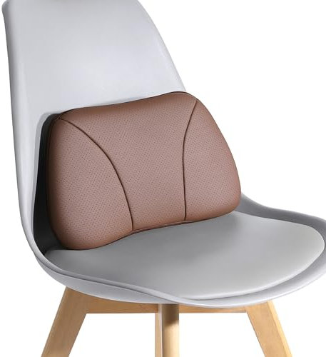 POKSRI Echtes Rindsleder Kissen lordosenstütze Auto,Memory Foam Kissen,lendenkissen,Echtes Leder Rückenlehne,deko,blackroll,Outdoor,Kissen,Sofa(Kaffee,1p)