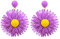 Pendientes de Ratán de Girasol para Mujer Grandes Colgantes Pendientes Hechos a Mano Trenzado Pendientes Retro Pendientes para Viajes Playa Reciclable (Lila)