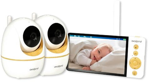 Availand | Follow Baby - Vigilabebes con Camara 360°, Seguimiento Automático del Bebé, Modo VOX, Visión Nocturna, Audio Bidireccional, Distancia conexión 300m, Batería de Alta duración (2 Cámaras)
