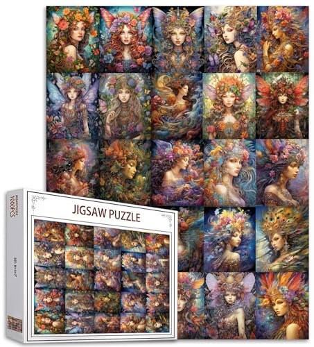 Pretty Fairy Jigsaw Puzzles 1000 Pieces for Adults Kid Angel Girl Puzzle Challenging Puzzle Perfect for Game Nights 27 x 20 Inches DIY Home Wall Decor Art Puzzles Various Angel Girls