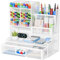 Restorgan Netz Schreibtisch Organizer,12 Fächer Mesh Stifthalter mit Schublade, Stiftehalter, Stiftebox, Multifunktionaler Schreibtisch Organizer für Heimbürobedarf (Weiß)