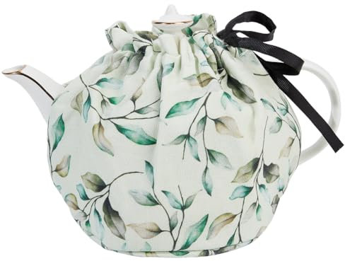 CREATCABIN Tea Pot Dust Cover Vintage Teapot Cozy Keep Warm Prevent Dust Washable Adjustable Decorative Kitchen Dinning Room Party Camping for Small Medium Teapots Coffee Pots 6.1x6.9 Inch Leaves
