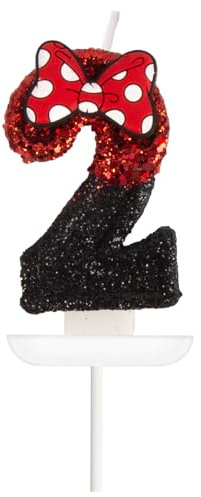 Geburtstagskerzen Zahlen 2, Mouse Thema Geburtstagskerzen Kinder, 3D Schwarz Rot Geburtstag Kerzen, Kuchendeko Geburtstag, Geburtstagskerzen für Geburtstagsdeko