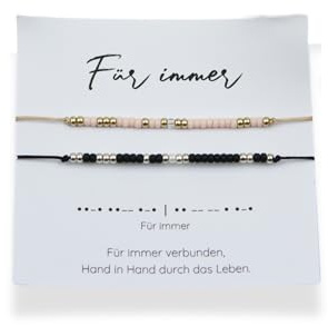 Partner Armband-Set Für immer Morsecode – Geschenk für Freundin & Freunde, Jahrestag, Valentinstag