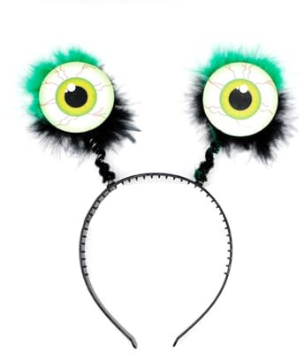 BORFUE Serre-tête Alien Yeux Adulte - Vert Cartoon Alien Headband pour Halloween - Unisexe Adulte