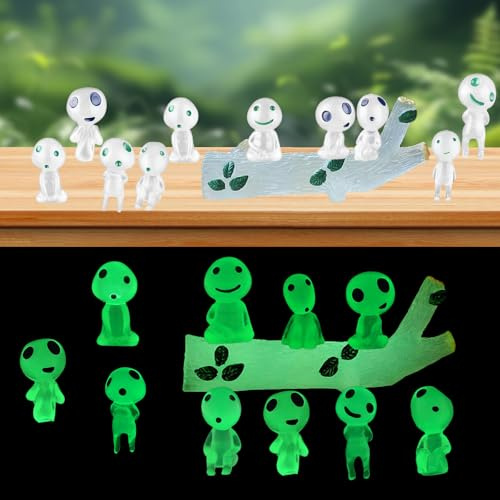 TAXTYHRE 11 Stück Waldgeister Leuchtend, Leuchtende Elfenfiguren, Mini Baum Elfen Figuren Gartendeko, Leuchtende Gartendeko Figuren, für Home Garten Topfpflanze, Miniatur Garten
