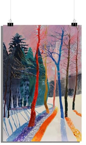 25 Artstreet Winter im David Hockney Stil Poster | Kunstdruck | 180 g mattes Papier | Wanddeko für Wohnzimmer und Jugendzimmer | 60 x 90 cm