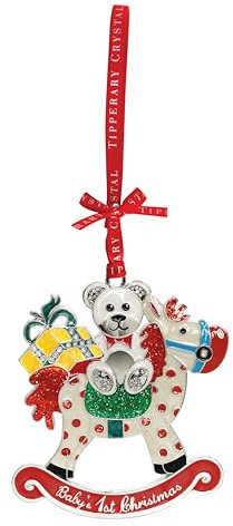 Tipperary Crystal Luxury Sparkle Christmas Hanging Decoration - Baby’s 1st Christmas Rocking Horse Design in Star Gift Box