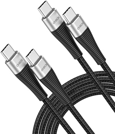 USB C to USB C Cable 6FT 2Pack, 100W Type C Charger Fast Charging Cord Braided, USBC Cable for iPhone 17 Pro Max 16 15 Series, iPad, Samsung Galaxy, Google Pixel, Moto, TCL, LG Phones