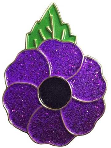 Brosche mit Mohnblumen-Motiv und Anstecknadeln, Violett, Einheitsgröße, Metall