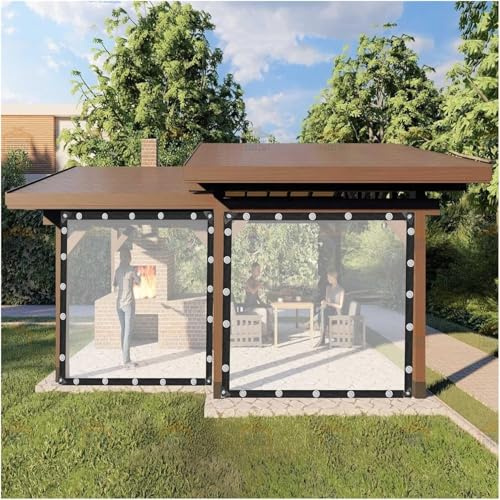 Transparente wasserdichte Pavillon Plane Seitenteile transparente Planenvorhänge Überdachung mit Ösen für Pergola Veranda Terrasse Carport,H*l,200x350m/7x11ft