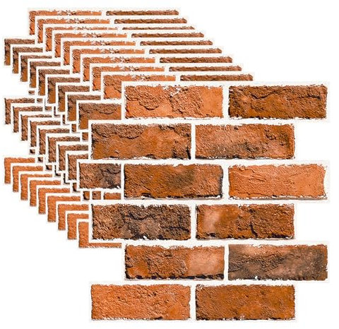 Tilizan 10 Pieces Brick Texture Wall Panels, 3D Wall Panels, PVC Panels for Walls, Red Brick Effect Wall Sticker for Living Room, Bedroom, Fireplace (Red)