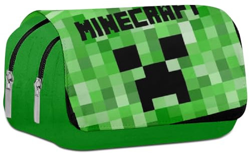 JXBBAAC Minnecrraft Federmäppchen, Minnecrraft Mäppchen Cartoon Reißverschlüssen Federtasche Große Kapazität Mäppchen Stiftetasche Schlamperbox Bleistifttasche Schulmäppchen Organizer für Büro Schule